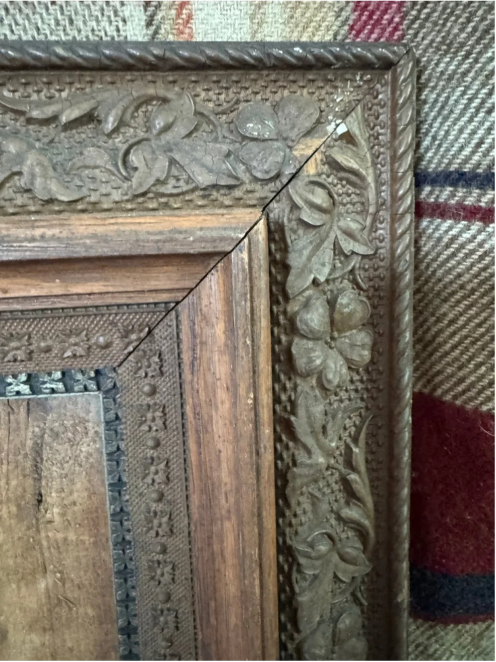 Antique Victorian Eastlake Picture Frame Ornate Floral Compo Wood 20x18